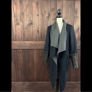 BCBG MAXAZRIA Leather Cuff Coatigan